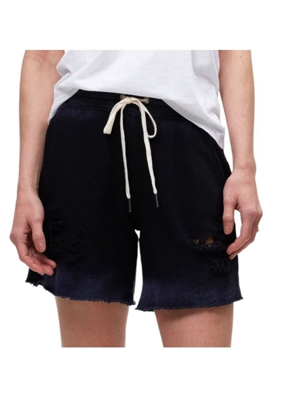 n:PHILANTHROPY Black Coco Shredded Distressed Sweat Shorts NWT Size XS